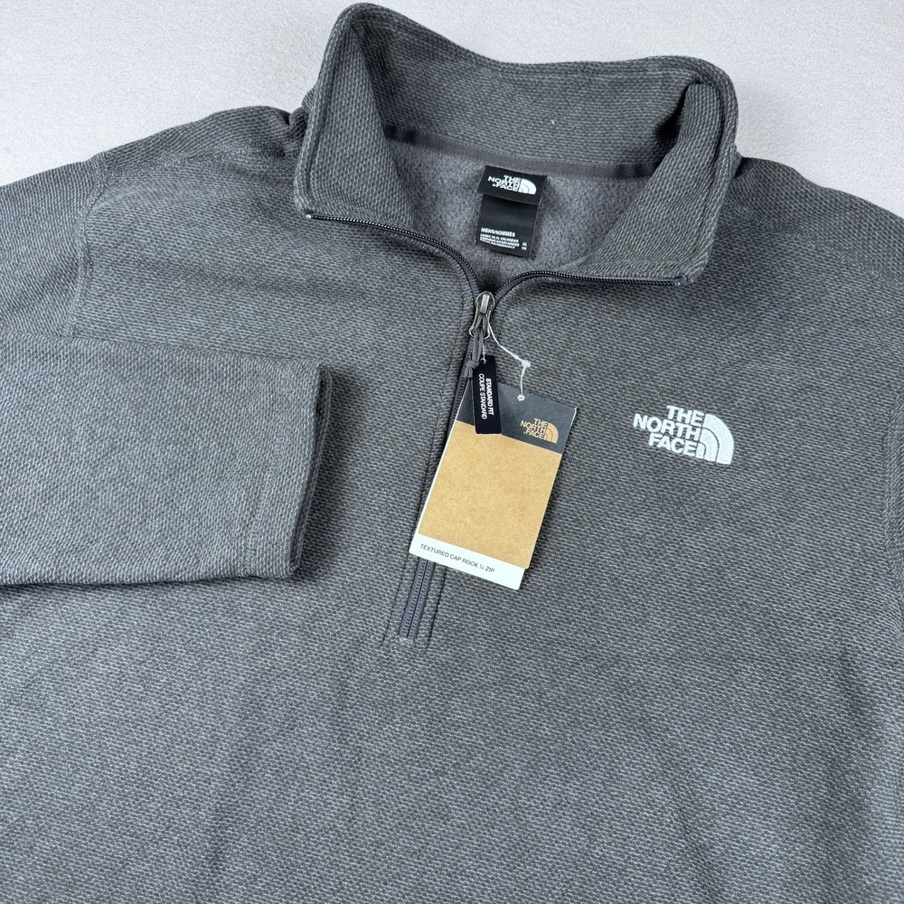 NWT The Northface Textured Cap Rock 1/4 Zip Pullover Men XL Gray Sweater Gorp